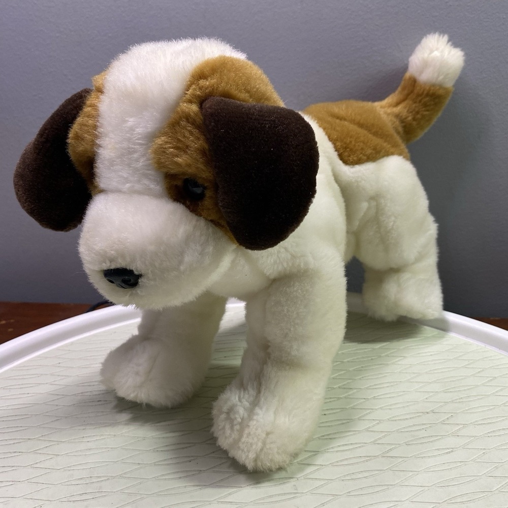 Vintage Aurora St. Bernard Plush Brown/Black/White Dog Stuffed Animal 12" W/tail